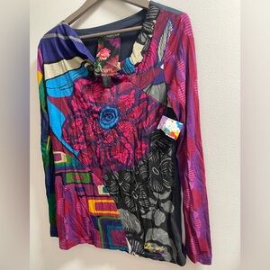 Multicolor Abstract Women's Top